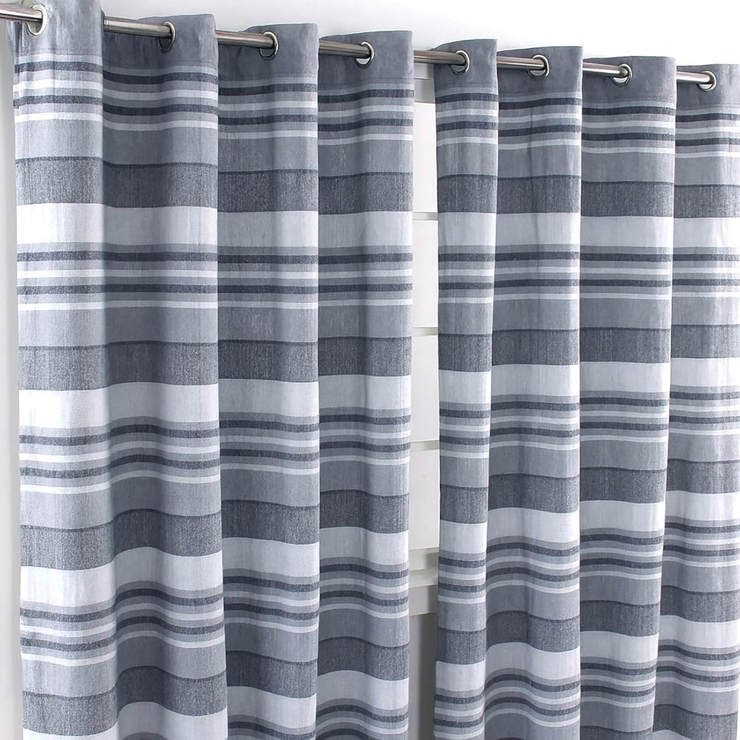 Homescapes handgewobener Vorhang Morocco grau weiss 2er Set Ösenvorhang 167 x 182 cm (Breite x Länge