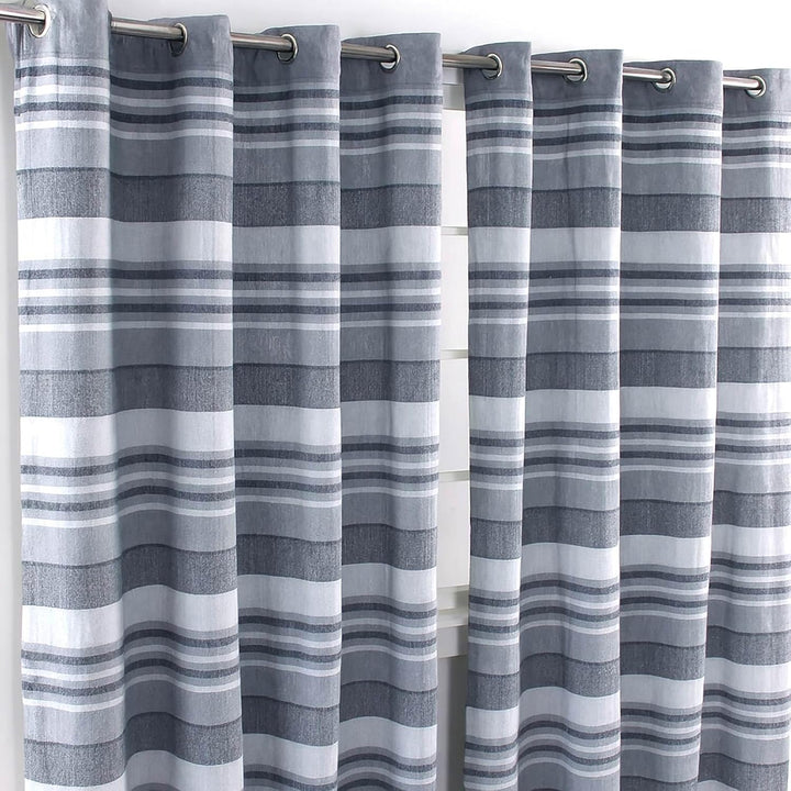 Homescapes handgewobener Vorhang Morocco grau weiss 2er Set Ösenvorhang 167 x 182 cm (Breite x Länge