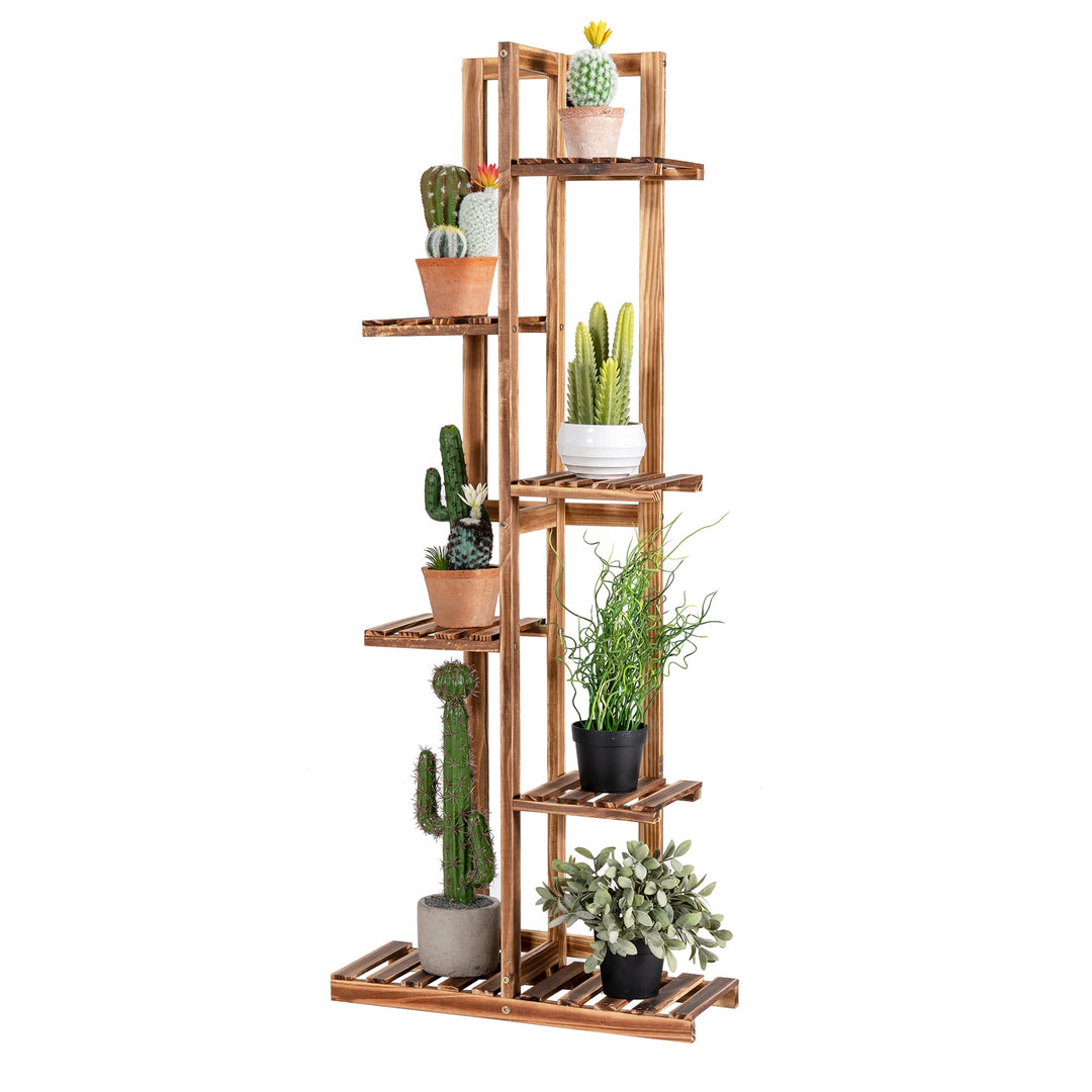RELAX4LIFE Blumentreppe 6-stufig, Blumenregal Holz, Blumenständer mit 6 Ebenen, Pflanzenständer Frei