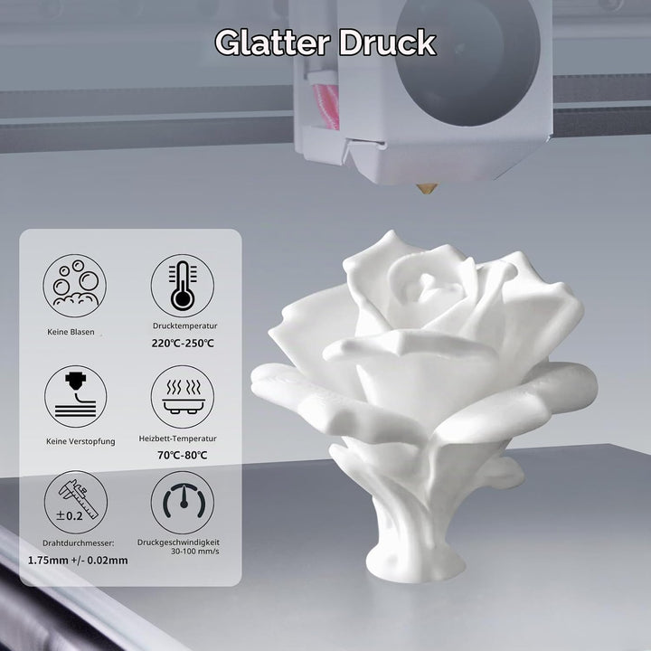 IEMAI PETG Filament 1.75mm 1Kg, Schneeweiss PETG 3D Drucker Filament, Kompatibel mit Bambu Lab, AMS,