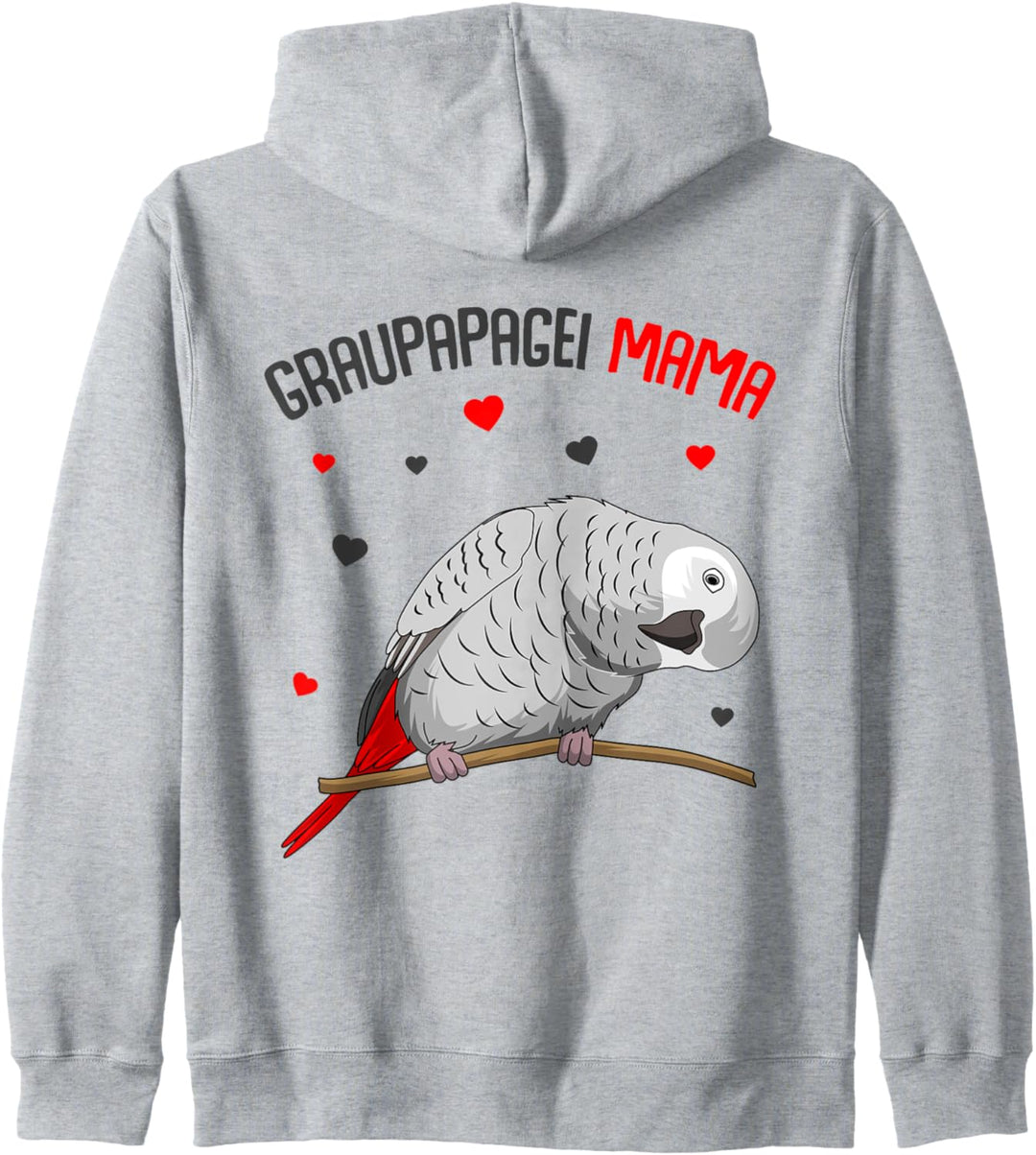 Graupapagei Mama Liebe Papagei Herz Vogel Kapuzenjacke
