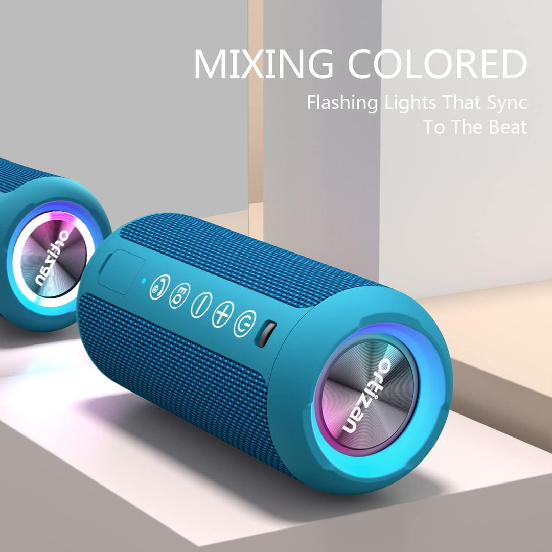 Ortizan Bluetooth Lautsprecher, Bleutooth Box mit LED-Licht, Tragbarer Mini Musikbox mit Freisprechf