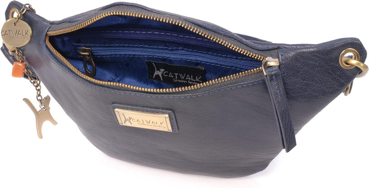 Catwalk Collection Handbags - Damen Mode Hüfttasche - Bauchtasche Mittelgross - Bubble Leder - Gürte