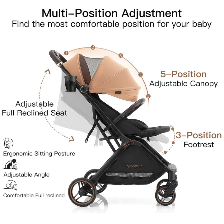 Gravity faltbarer Baby-Kinderwagen, Tragbarer Reise-Kleinkindbuggy Mit Verstellbarer Rückenlehne &amp; S