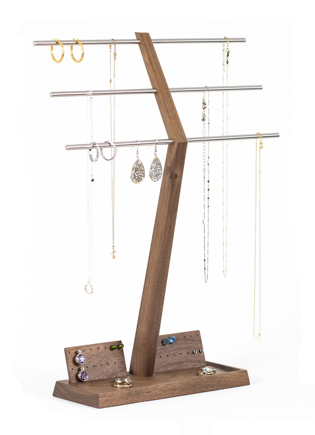 Wood and Steel Design – Schmuck Organizer für Ketten, Ringe, Ohrringe, Ketten, Halsketten und Armbän
