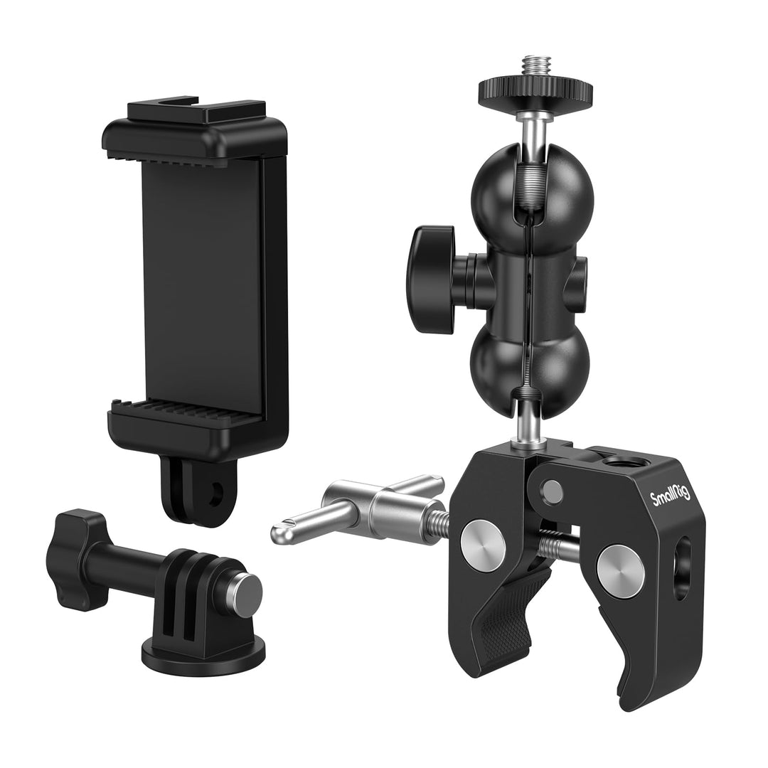 SMALLRIG Upgrade Mini Magic Arm, Kleiner Kugelkopf-Zauberarm mit Klemme, Super Klemme mit rutschfest