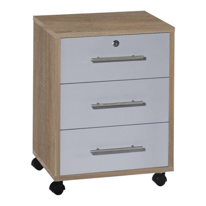Rollcontainer TABOR Bürocontainer mobiler Aktenschrank Container mit Schubladen ( Sonoma Eiche / Lic
