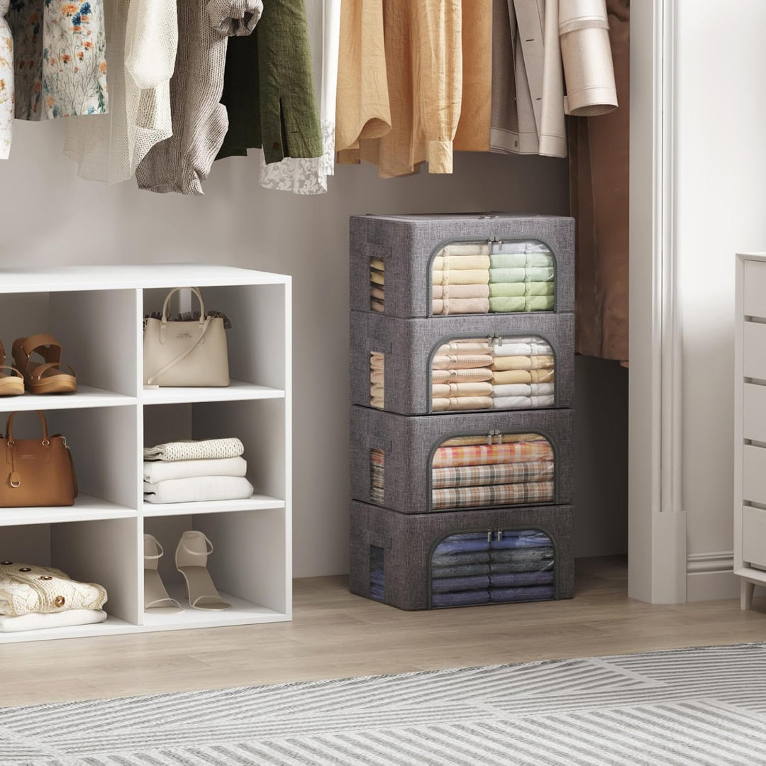 Lifewit 25L Aufbewahrungsbox mit Deckel, Kleidung Aufbewahrung, Faltbare Kleideraufbewahrung mit Met