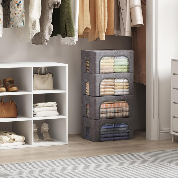 Lifewit 25L Aufbewahrungsbox mit Deckel, Kleidung Aufbewahrung, Faltbare Kleideraufbewahrung mit Met