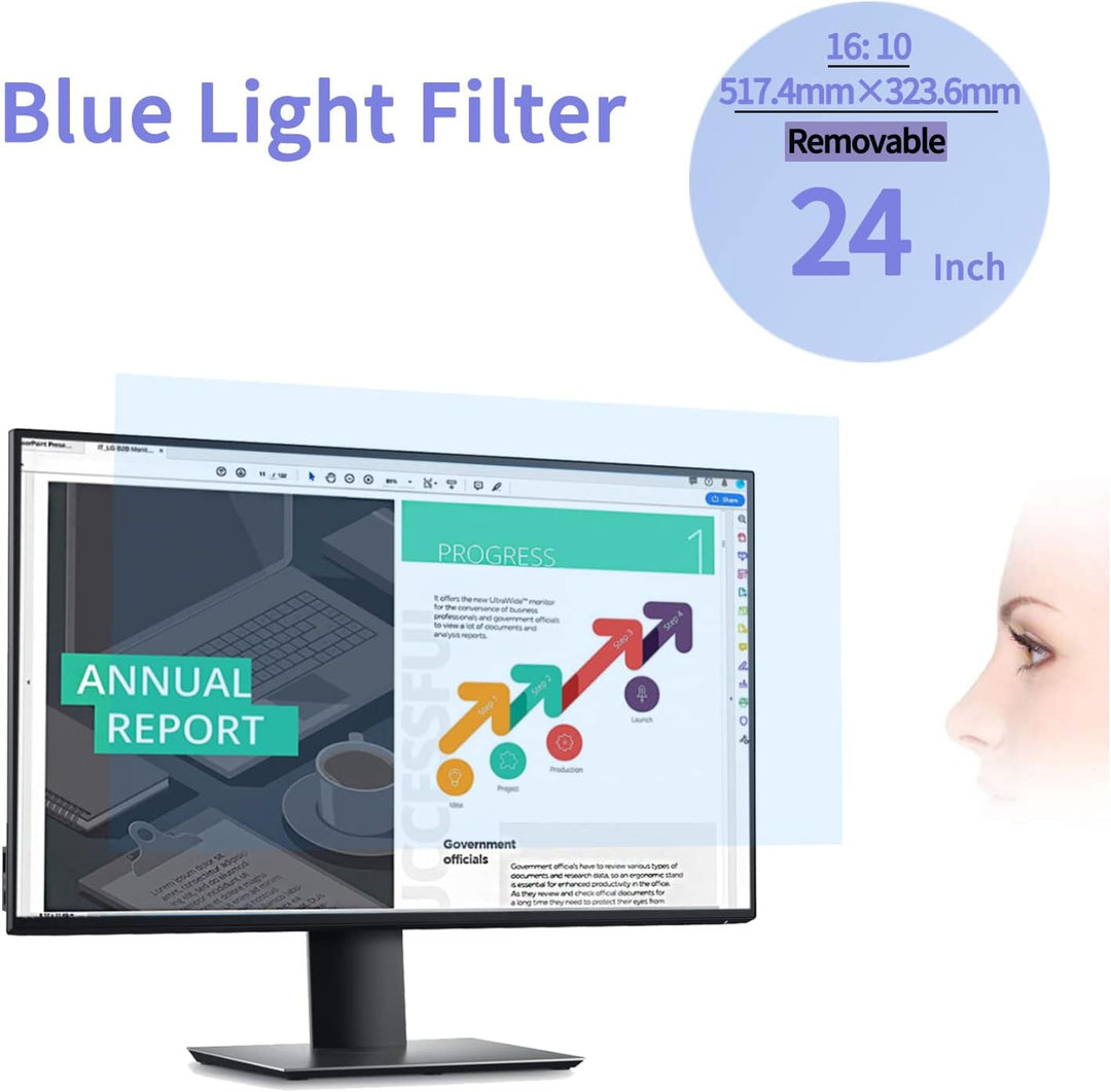 Lonkenn 24 Zoll Anti Blaulichtfilter, [Augenpflege] Displayschutz Anti UV, Premium Anti Blaulicht Sc
