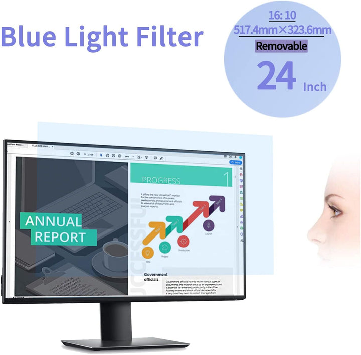 Lonkenn 24 Zoll Anti Blaulichtfilter, [Augenpflege] Displayschutz Anti UV, Premium Anti Blaulicht Sc