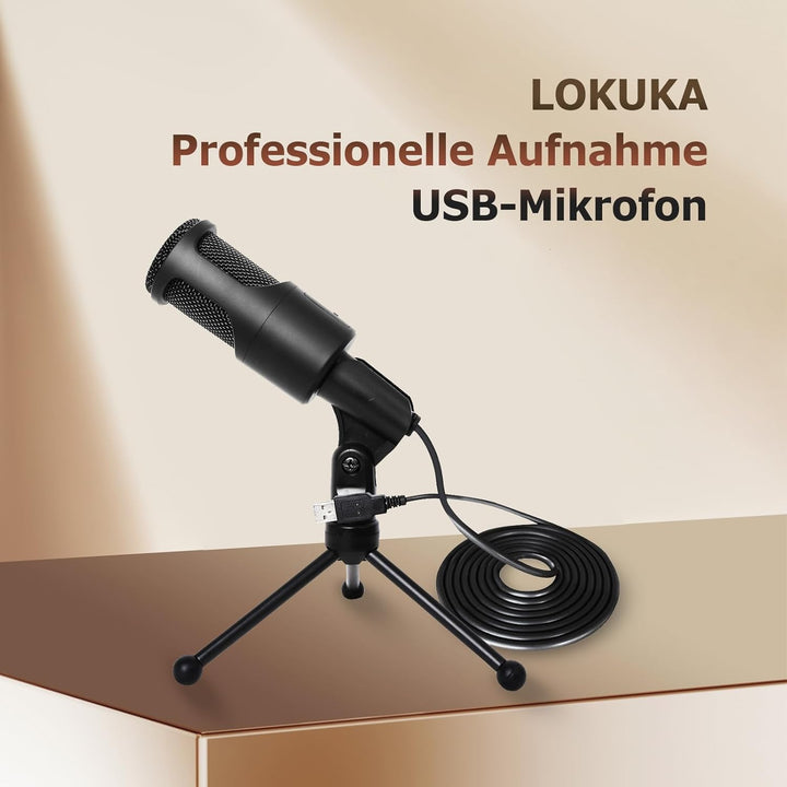 USB Mikrofon für PC PS4 PS5 Laptop, Kondensator Mikrofon mit faltbarem Stativ Stummschalter für Stre