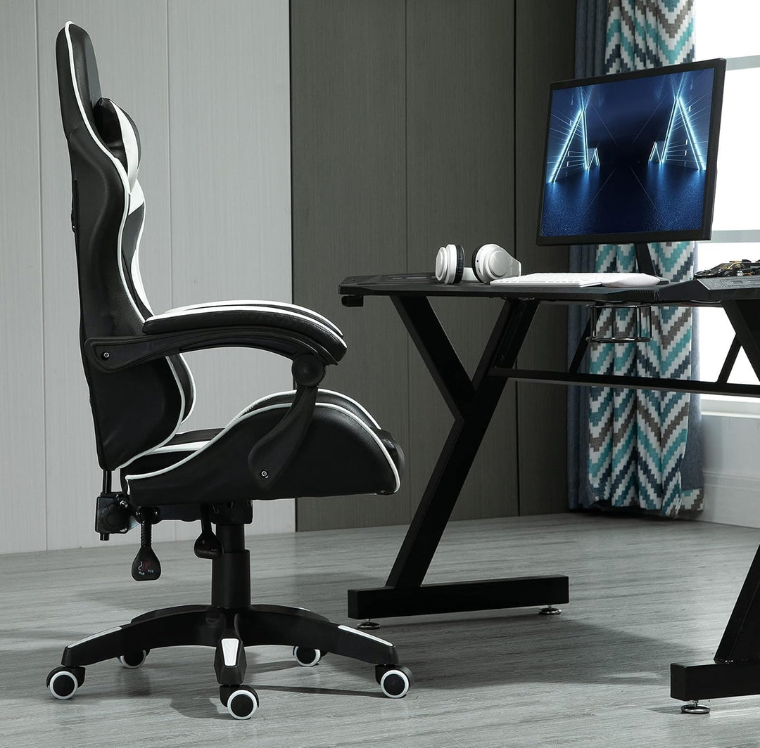 mcc direct Bürostuhl Ergonomisch, Schreibtischstuhl, Drehstuhl, Gaming Sessel, Gamingstuhl (Weiss),