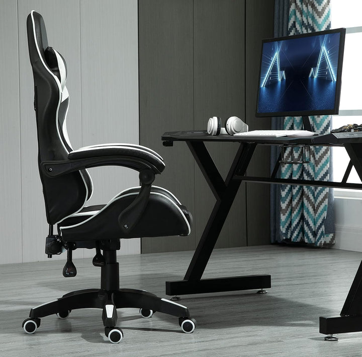 mcc direct Bürostuhl Ergonomisch, Schreibtischstuhl, Drehstuhl, Gaming Sessel, Gamingstuhl (Weiss),