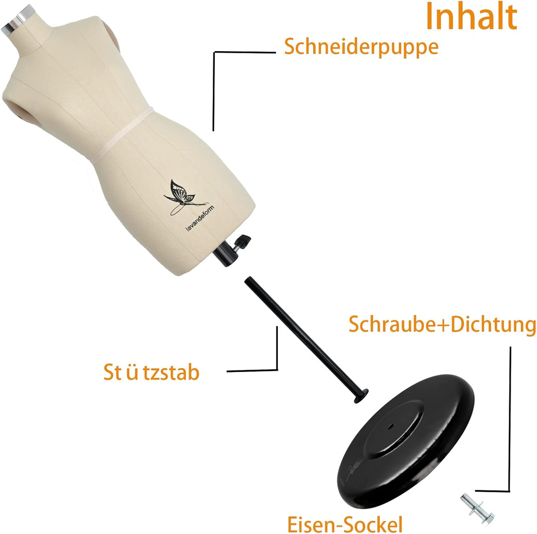 lavandeform 1/2 Schneiderpuppe halbe Grösse, zum Nähen Miniatur, （es handelt Sich Nicht um Erwachsen