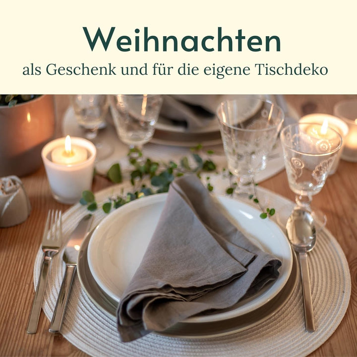 BewusstGrün® 6 Premium Stoffservietten Leinen + Faltanleitungen I 100% Leinen I 45x45 cm Grau Grau 6