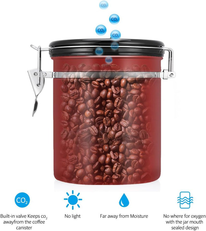 Yosoo Health Gear Edelstahl Vorratsbehälter mit Entlüftungsventil, luftdicht für Kaffeebohnen & Tee,