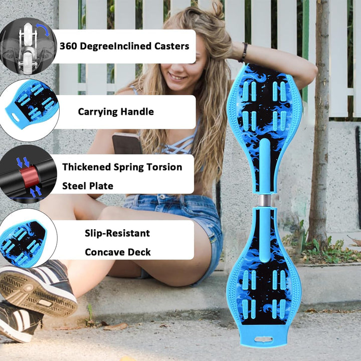 ERNAN Waveboard- Compact Lightweight Caster Board Kids/Teens. Waveboard Kinder Street Surfen Caster