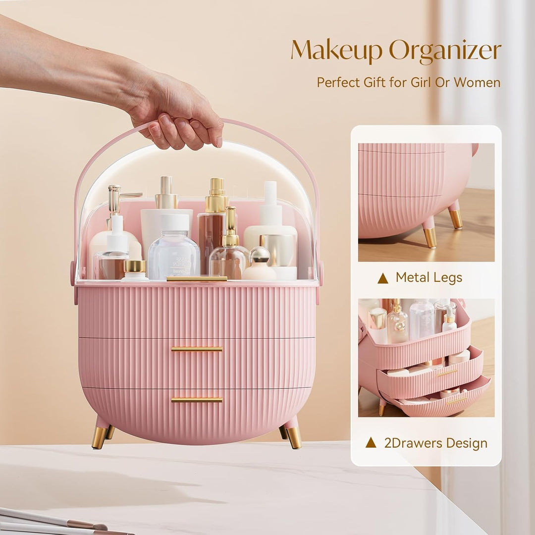 Make-up-Organizer-Aufbewahrungsbox, Kosmetik-Display-Etui mit transparentem Deckel, staubdichte wass