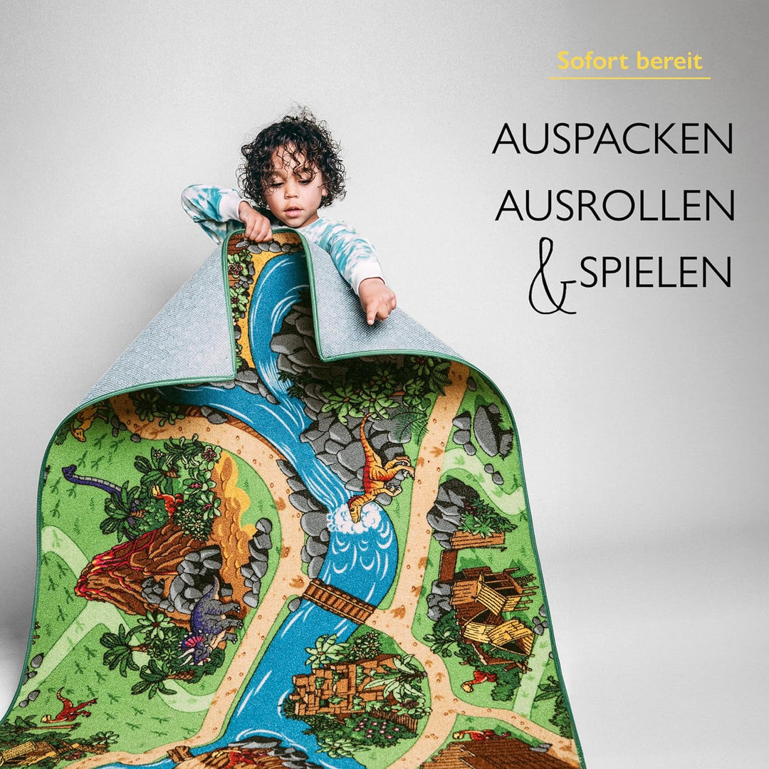 Carpet Studio Dino Teppich Kinderzimmer 95x133cm, Kinderteppich, Spielteppich Jungen & Mädchen, Tepp
