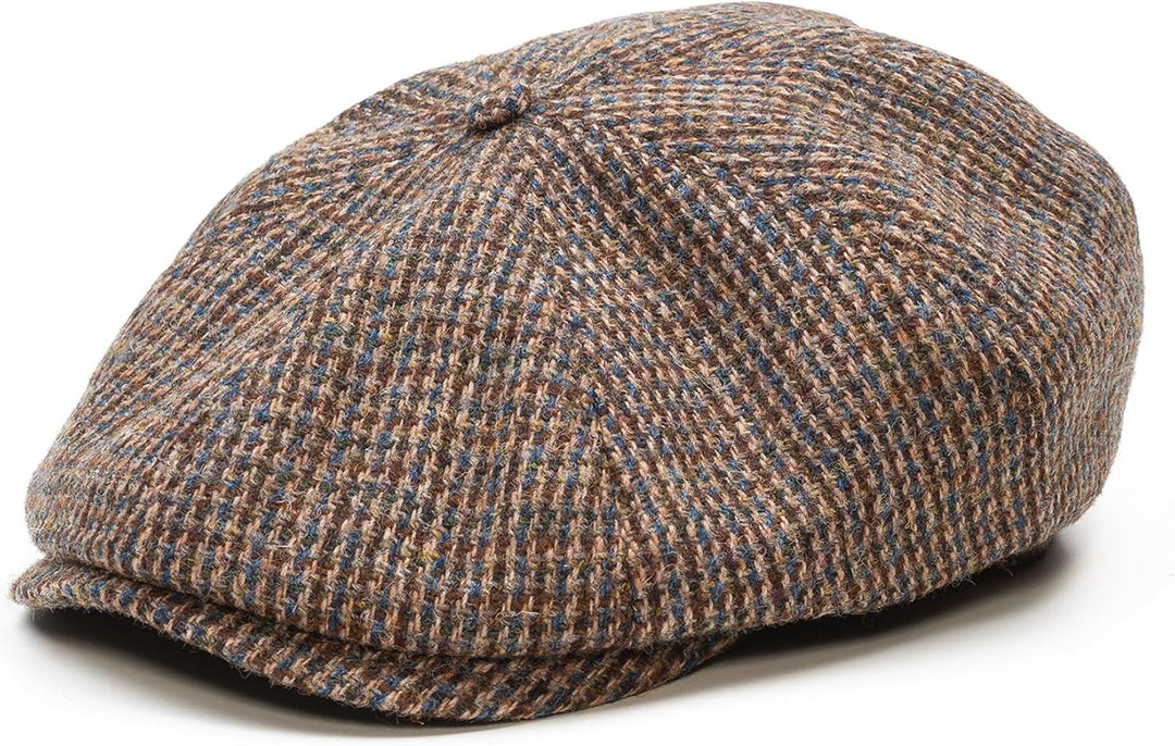 Sterkowski Shelby | 100% Harris Tweed Schiebermütze für Herren und Damen | Warm Elegant 8-Panel Zeit