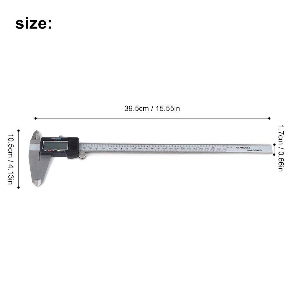 Messchieber, 30 cm, digital, mit LCD-Display, aus Edelstahl, metrische Umrechnung, Präzisionsgerät,