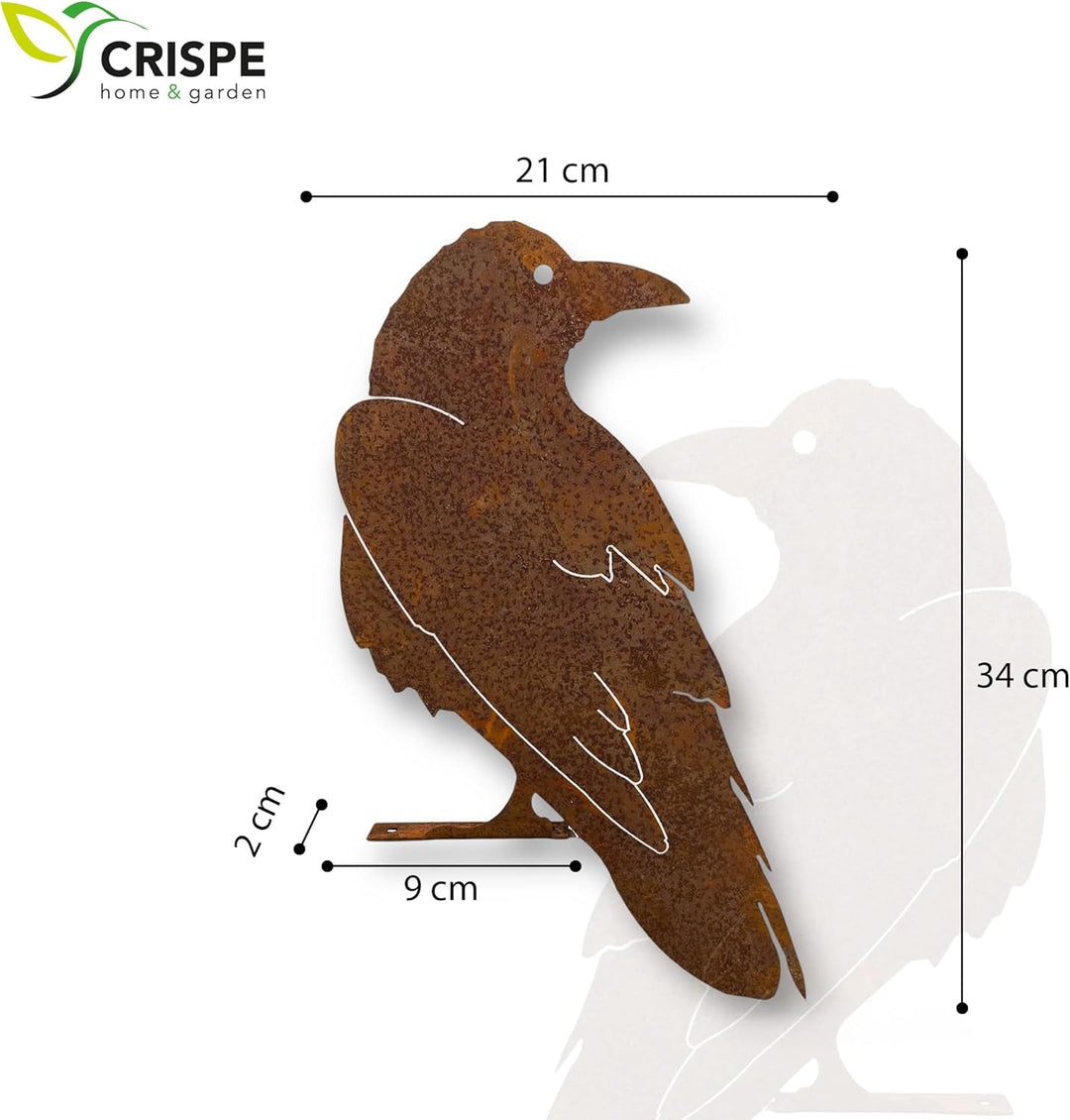 Crispe home & garden Gartenstecker Edelrost - Vogel Rabe - Höhe 34 cm, Rabe