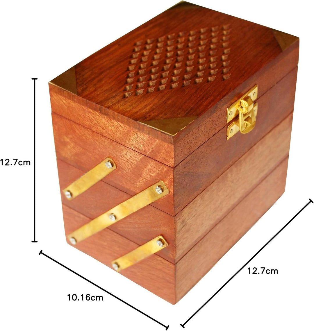 ITOS365 Handmade Wooden Jewellery Box for Women Jewel Organizer Hand Carved Jali Carvings Gift Items