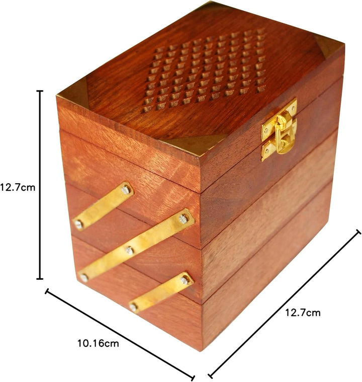 ITOS365 Handmade Wooden Jewellery Box for Women Jewel Organizer Hand Carved Jali Carvings Gift Items
