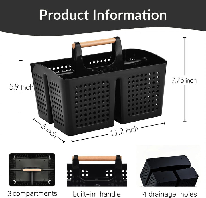 VITEVER Portable Dusche Caddy Korb mit Fächern, Kunststoff geteilt Reinigung Caddy Organizer Storage