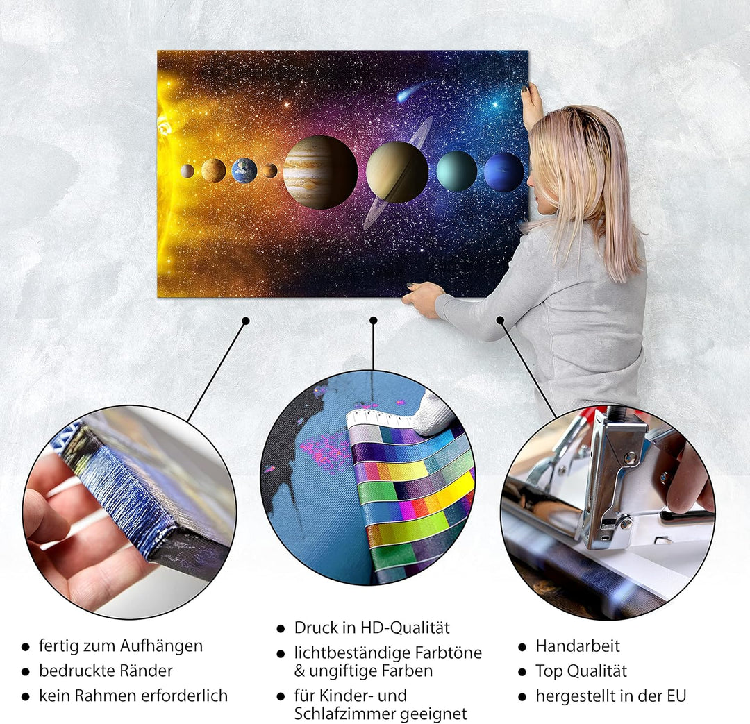 murando- Bilder Sonnensystem 90x60 cm Leinwandbild 1 tlg Kunstdruck modern Wandbilder XXL Wanddekora