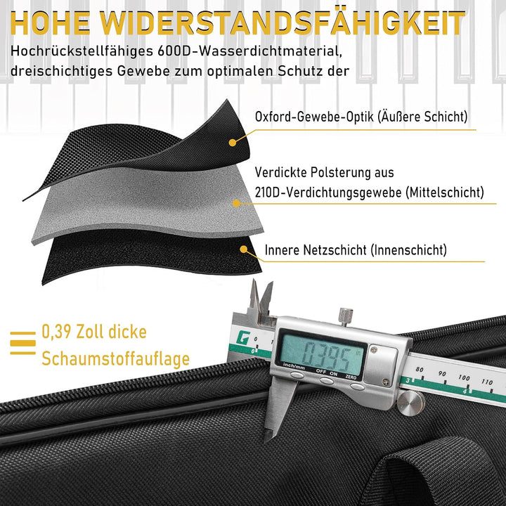 88 Key Keyboard Tasche, Robuste 600D Oxford Keyboardtasche 88 Tasten mit 10 mm Polsterung, Keyboard-