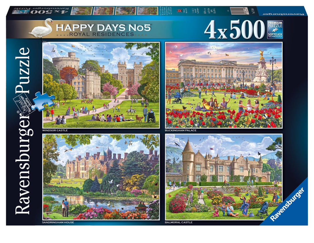 Ravensburger Happy Days Royal Residences 4X 500 Piece Jigsaw Puzzle for Adults & Kids Age 10 Years U