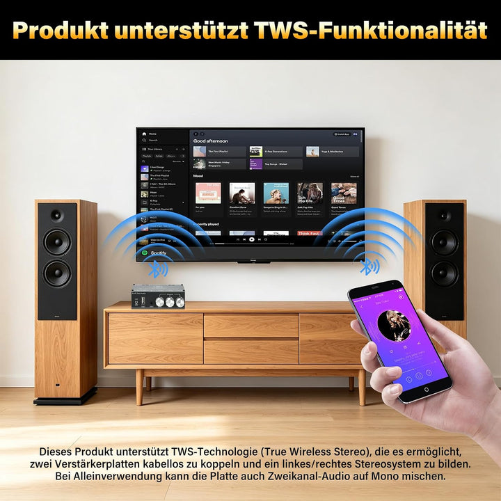 5.0 Bluetooth Verstärker Board Modul, 200W Subwoofer Amplifier HiFi Mono Digital Stereo Audioverstär
