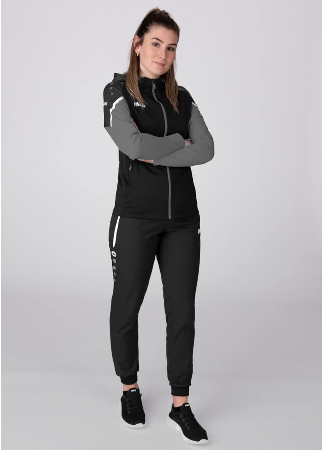 JAKO Damen Kapuzenjacke Performance, Royal/Weiss/Marine, 34, 6897 34 schwarz/anthra light, 34 schwar
