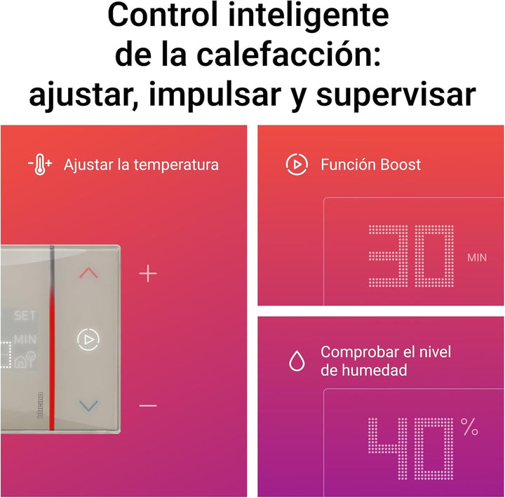 Bticino XM8002E WiFi angeschlossener Thermostat, New Smarther2 mit Netatmo, Sandfarbe, Temperaturreg
