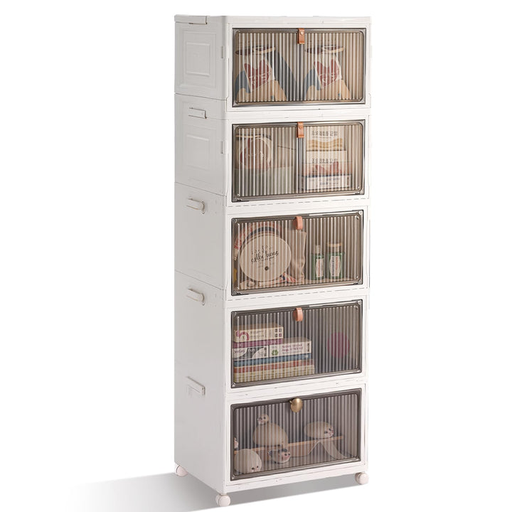 BTGGG 5 Tier Aufbewahrungsbox mit Deckel, 20L*5 Kunstoffboxen Aufbewahrungsboxen Stapelbar Plastikbo