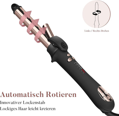 360° Rotierender Lockenstab Automatisch, PARWIN PRO BEAUTY Lockenstab Curling Iron 25mm, Nano-Titan-