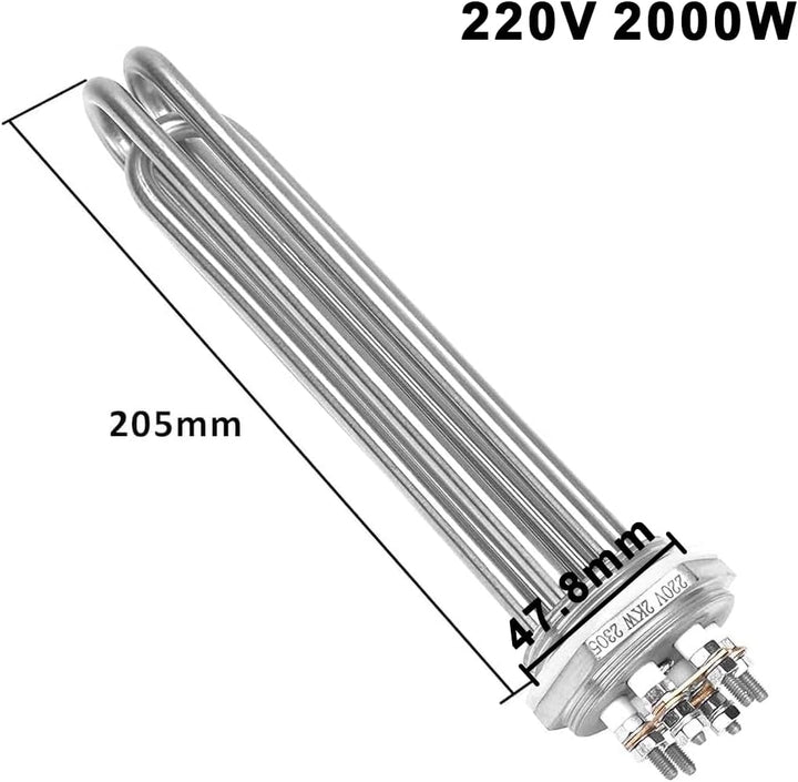 DERNORD 220V 2KW 1-1/2 Zoll Heizelement 3U Warmwasserbereiter BSP Edelstahl Flansch Heizstab und Dec