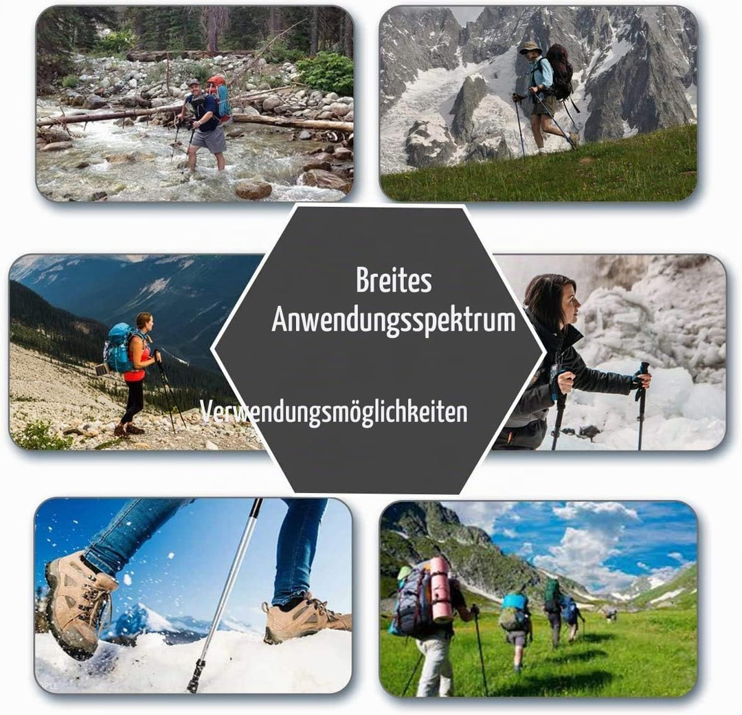 ANGNYA 2 Stück Trekkingstöcke Wanderstöcke mit Antischock-System teleskopierbar, zusammenklappbar, V