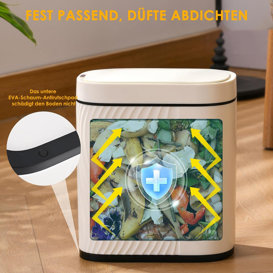 Dreamhigh 8L Mülleimer Mit Sensor, Sensor Mülleimer mit Deckel, Elektrischer Mülleimers Luftdichter,