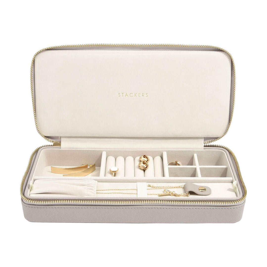 Stackers Taupe Sleek Necklace Travel Jewellery Box, Taupe
