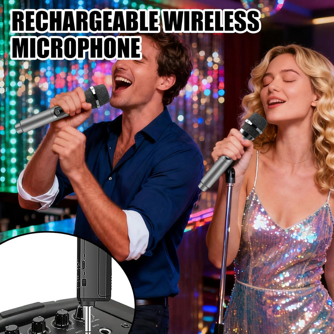 Kabelloses Mikrofon, Wiederaufladbares Funkmikrofon, Dual-Handmikrofon mit USB-C, Mikrofon Kabellos,