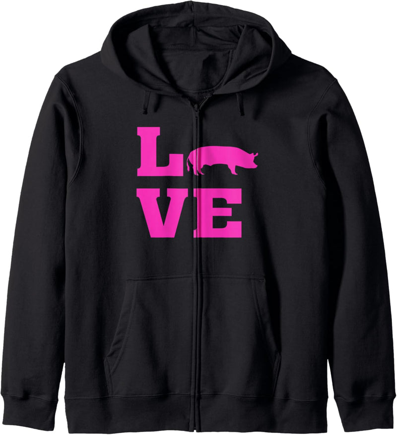 I Love Pigs - Animal Pig Lover - Barn Farm Silhouette Image Kapuzenjacke