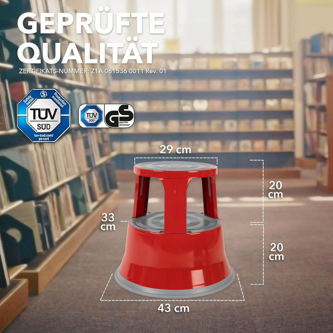 Floordirekt Rollhocker, Tritthocker, Elefantenfuss - Hocker aus Stahl bis 150kg Tragkraft für Büro o