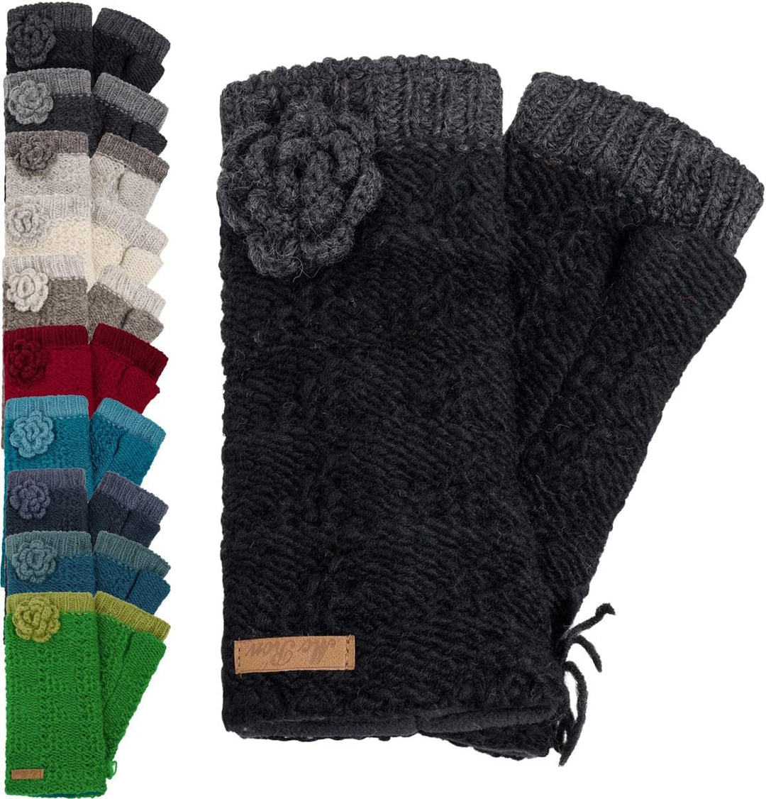 McRon Damen Gestrickte Pulswärmer Modell Lana Anthrazit, Anthrazit