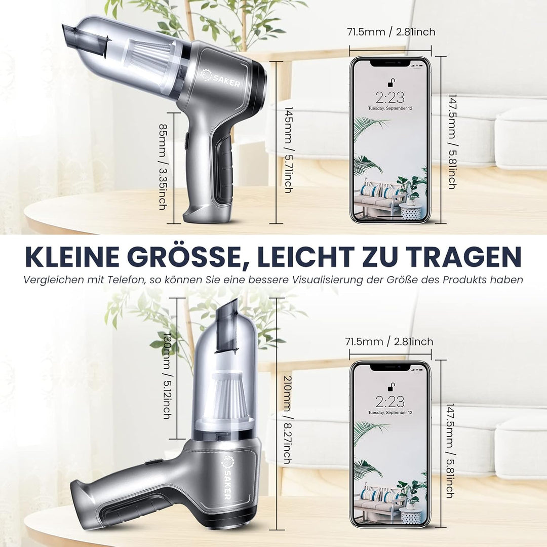 Saker Handstaubsauger Auto Handheld Kabelloser, 3 in 1 Druckluft Multifunktionale Brushless Motor 12