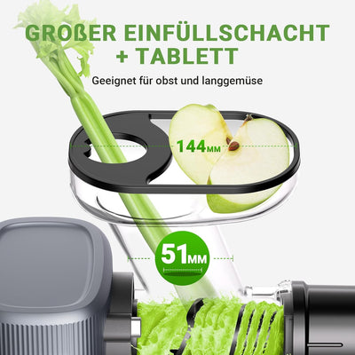 AMZCHEF Kompakt Entsafter Gemüse und Obst mit Zwei Zuführungsmodi für Einfache Verwendung - 150W Hig