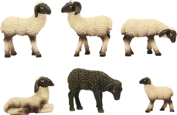 FADEDA 6X Schwarznasen-Schafherde/Höhe:6 cm/handbemalt/detailgetreue Krippen Figuren - Weihnachten T