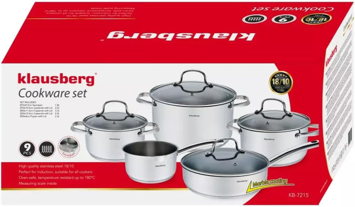 Kochtöpfe Kochtopfset Topfset 9 Elemente Klausberg KB-7215 Stahl 18/10